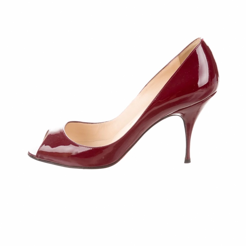 Deep Red Patent Leather peep toe Christian Louboutin